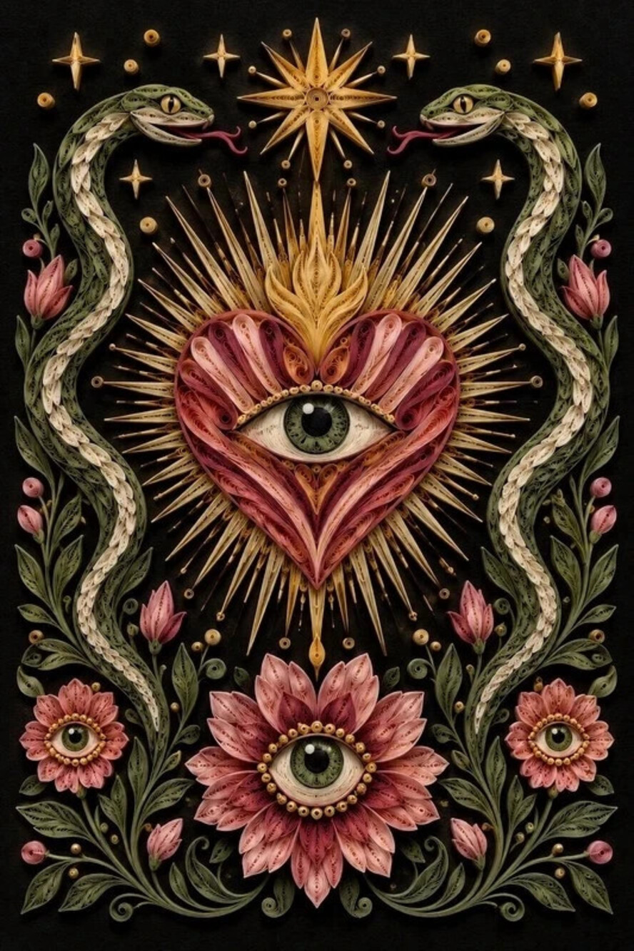 5x7 Framed Sacred Heart Snake Wall Art
